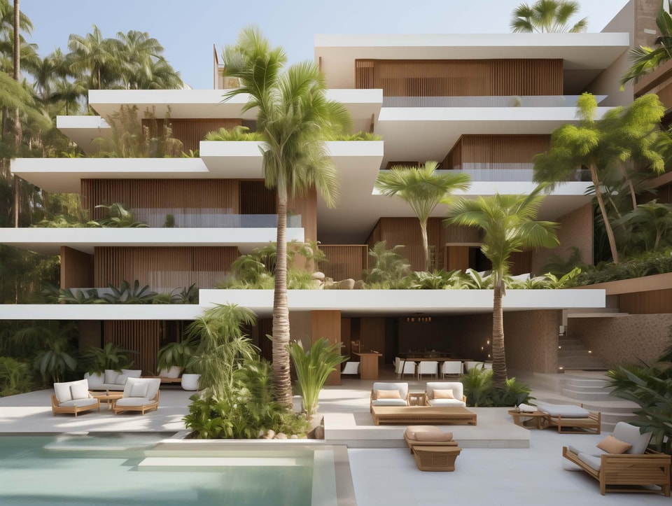 Render showcasing exterior architectural elements